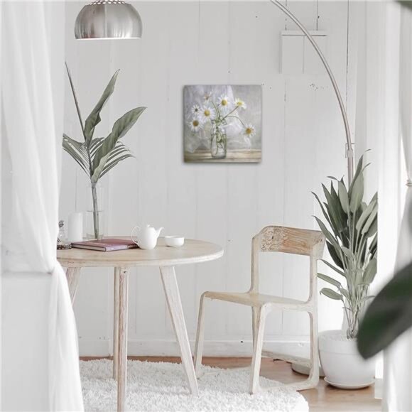 Bathroom Wall Décor, Canvas Wall Art, Modern Gallery Decor Print White daisy - Picture 12 of 16